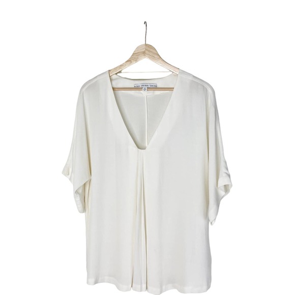 & Other Stories Tops - & Other Stories Ivory Cream V-Neck Pleated Blouse Size 8